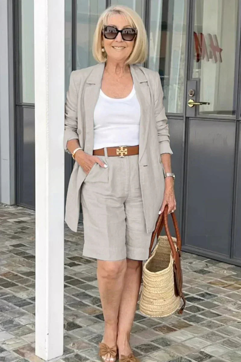 Trendy Damen Leinen Sommeranzug – Camille