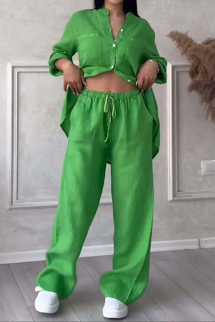 Zweiteiliges Leinen Damen Sommeroutfit – Alina