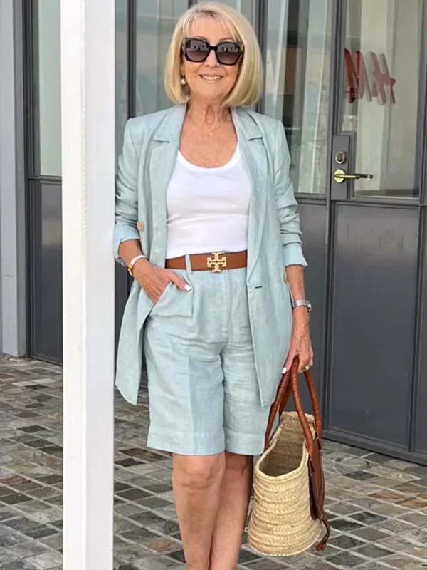 Trendy Damen Leinen Sommeranzug – Camille