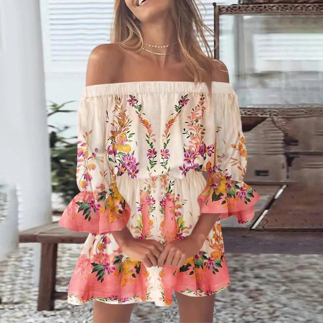 Sommerkleid mit Blumenmuster und ausgestellten Ärmeln – Mireille