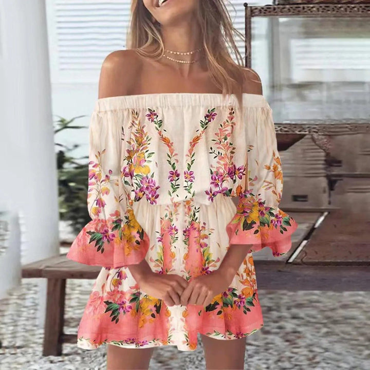 Sommerkleid mit Blumenmuster und ausgestellten Ärmeln – Mireille