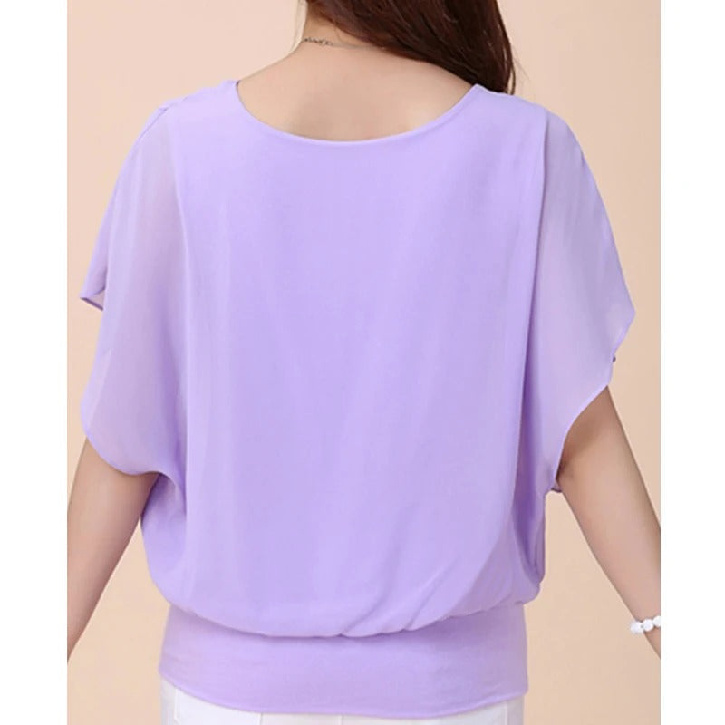Damen Chiffon Bluse mit Rüschenärmeln – Ariana