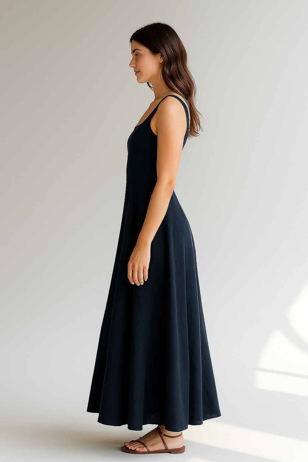 Elegantes dunkelblaues Maxikleid mit Trägern