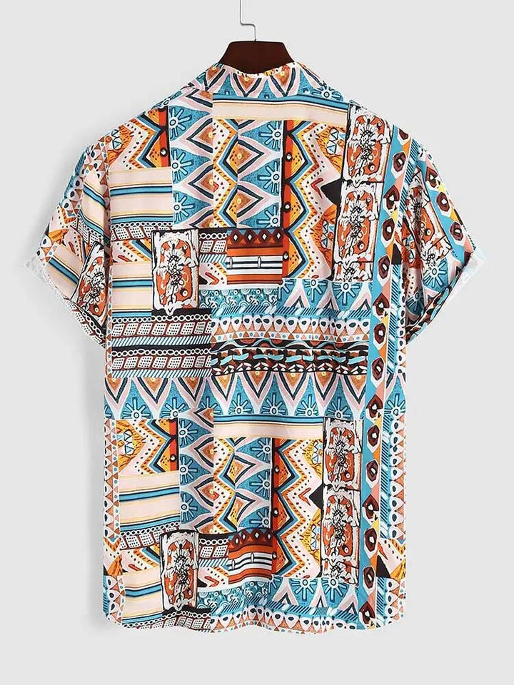 Sommer Damen Shirt mit Ethnischem Druck und Brusttasche – Nova
