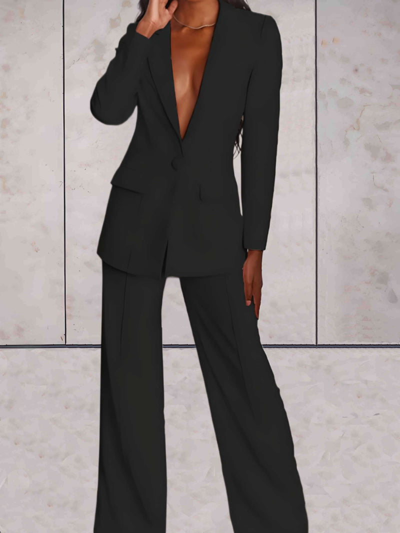 Damen Business-Zweiteiler mit Blazer & Weitbein-Hose – Emilia