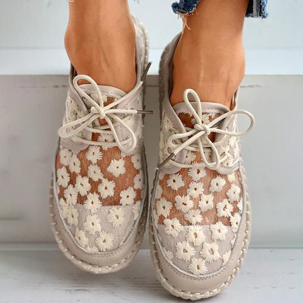 Bestickte Blumenschuhe mit unterstützender Fußbett – Lucine