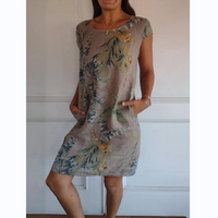 Botanisches Sommerkleid mit Rundhals & floraler A-Linienform – Elvira