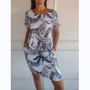 Botanisches Sommerkleid mit Rundhals & floraler A-Linienform – Elvira