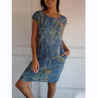 Botanisches Sommerkleid mit Rundhals & floraler A-Linienform – Elvira