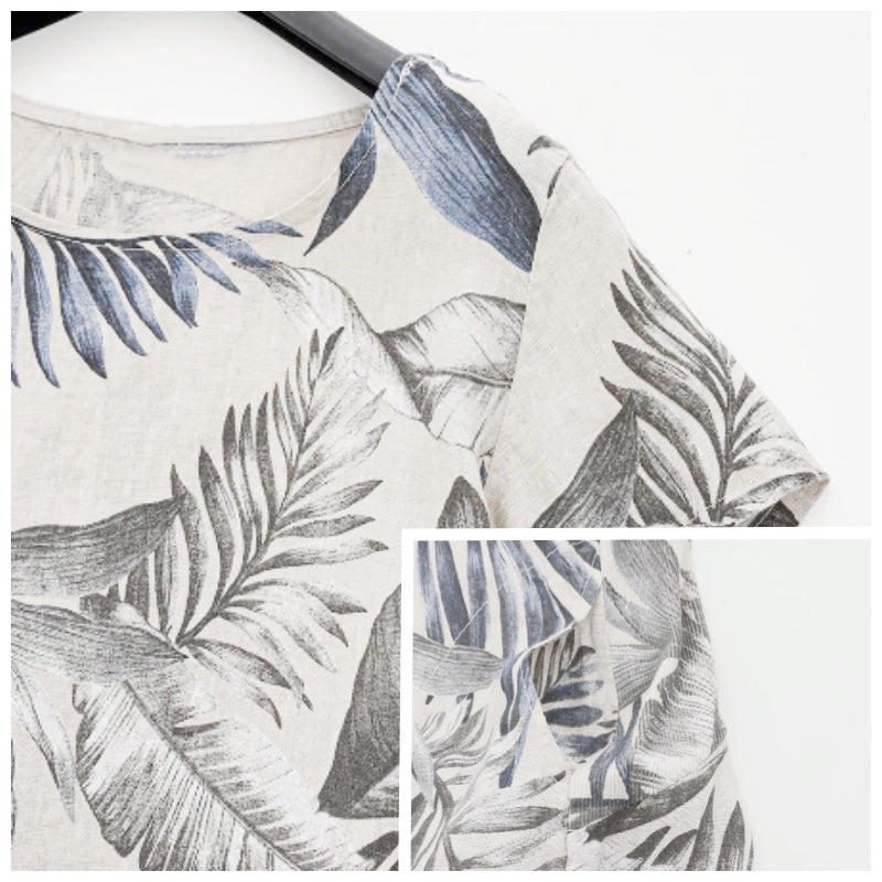 Botanisches Sommerkleid mit Rundhals & floraler A-Linienform – Elvira