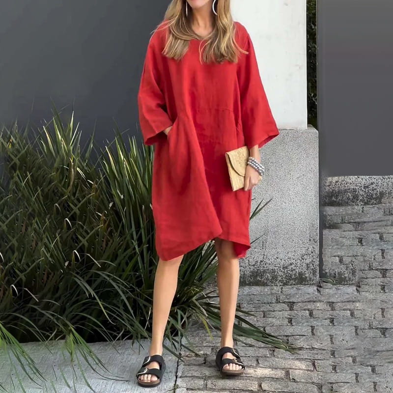Luftiges Sommerkleid mit lockerer Passform & praktischer Tasche – Malia