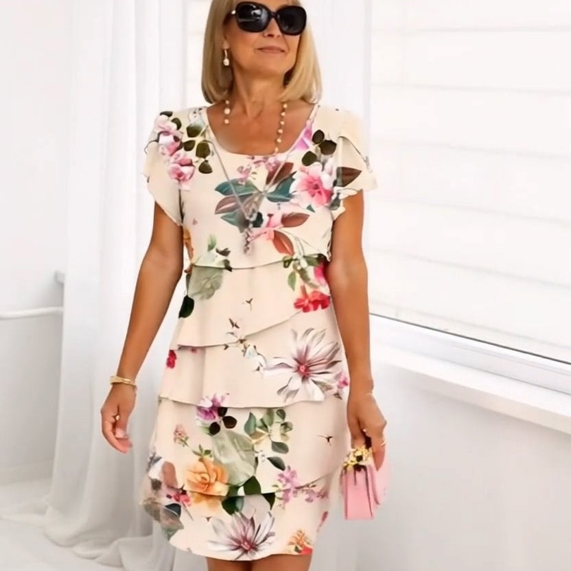Geblümtes Wasserfall-Sommerkleid mit verstellbaren Trägern – Leona