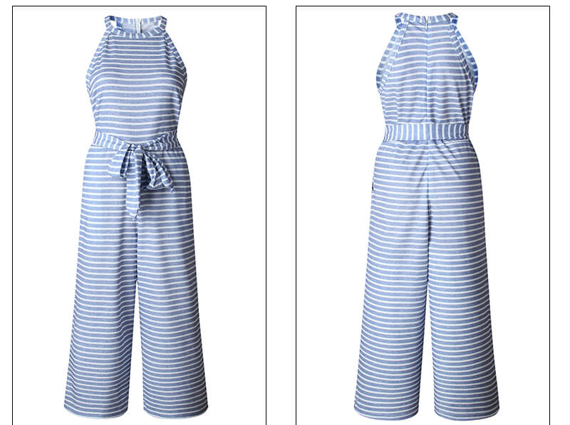 Luftiger & Stilvoller Damen Jumpsuit mit Taillengürtel und Streifen – Nayla