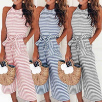 Luftiger & Stilvoller Damen Jumpsuit mit Taillengürtel und Streifen – Nayla