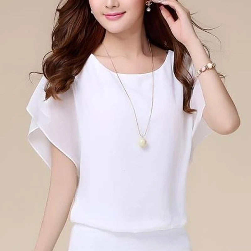 Damen Chiffon Bluse mit Rüschenärmeln – Ariana