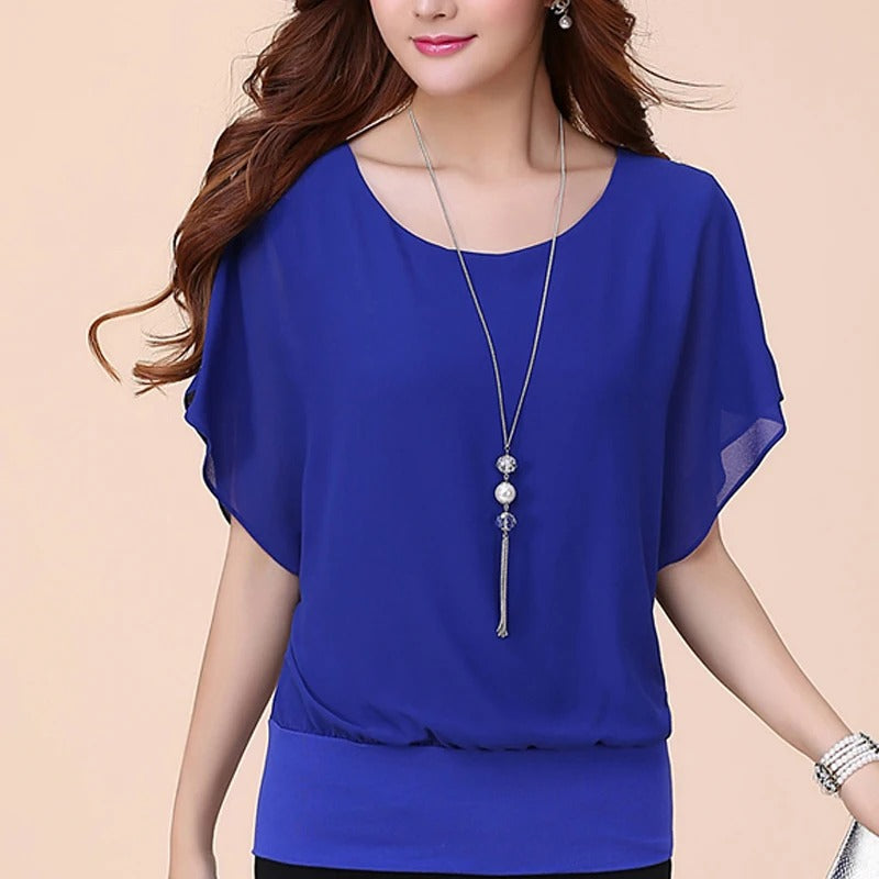 Damen Chiffon Bluse mit Rüschenärmeln – Ariana