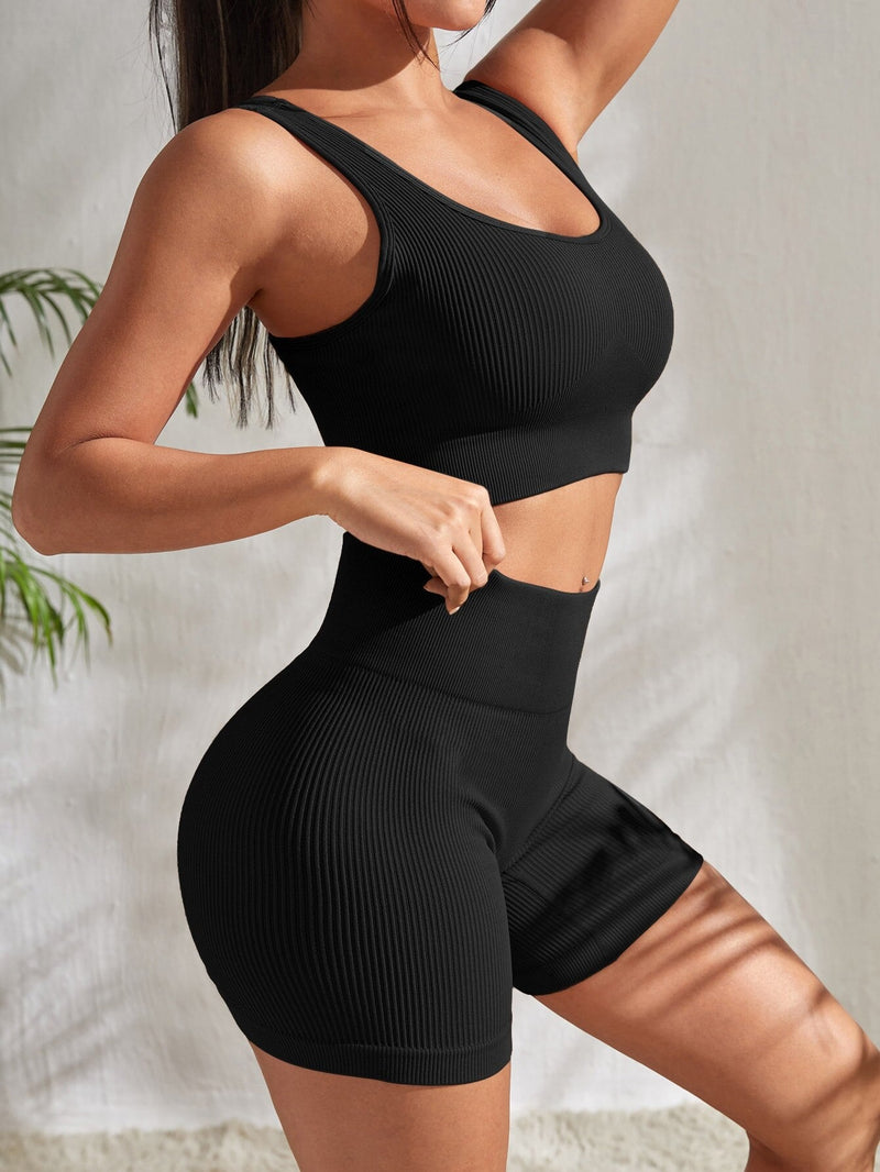 Zweiteiliges Damen Fitness-Set mit Shorts & Sport-Top – Sienna