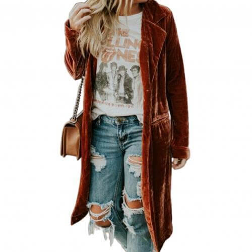 Damen Samt-Duster-Mantel – Valentina