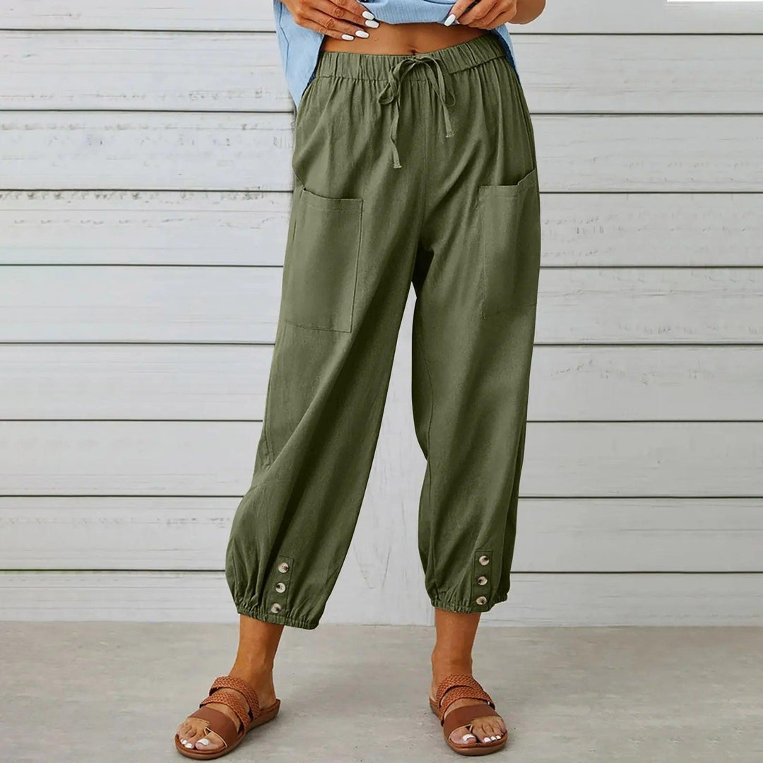 Leichte Sommer-Leinenhose mit Kordelzug & weitem Schnitt – Mira