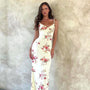 Florales Sommer-Maxikleid mit V-Ausschnitt und Spaghettiträgern - Alina